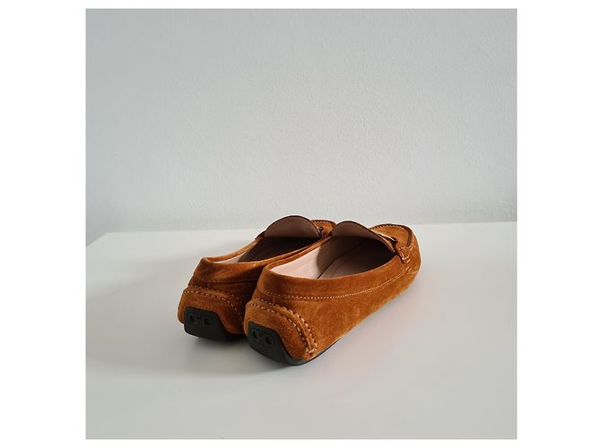Mocassini Salvatore Ferragamo Camoscio Marrone Marrone chiaro - vista 7