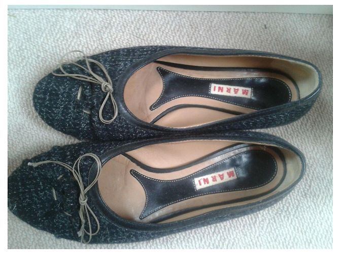 Marni Ballerine di pelle e tweet, UK 4 Nero Grigio - vista 2