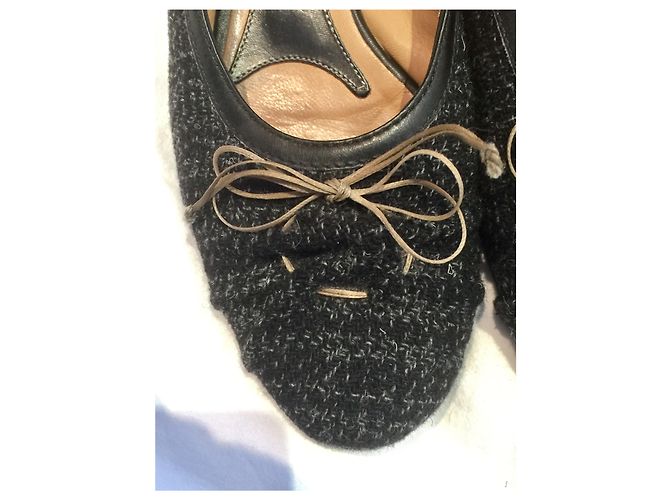 Marni Ballerine di pelle e tweet, UK 4 Nero Grigio - vista 8