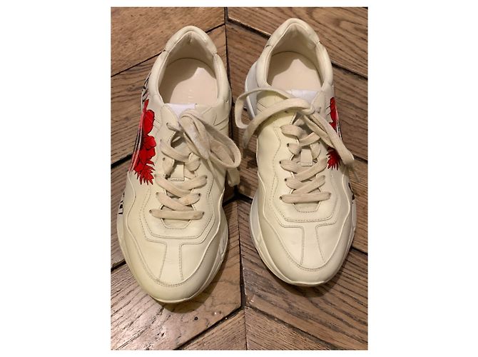 Gucci Rhyton Sneaker aus Leder eggshell Aus weiß - Ansicht 2