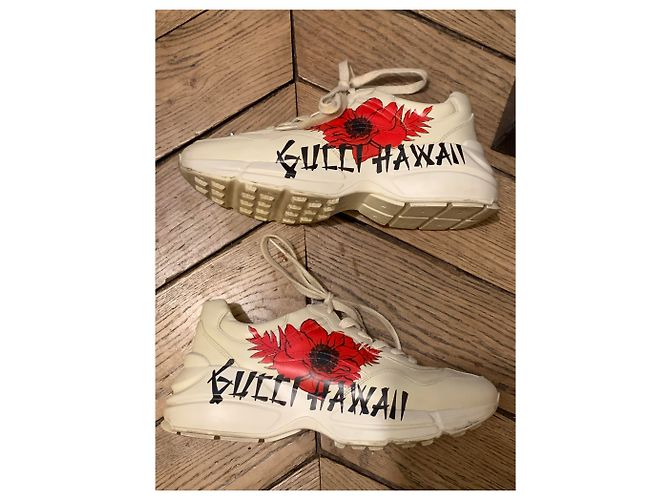 Gucci Rhyton Sneaker aus Leder eggshell Aus weiß - Ansicht 3