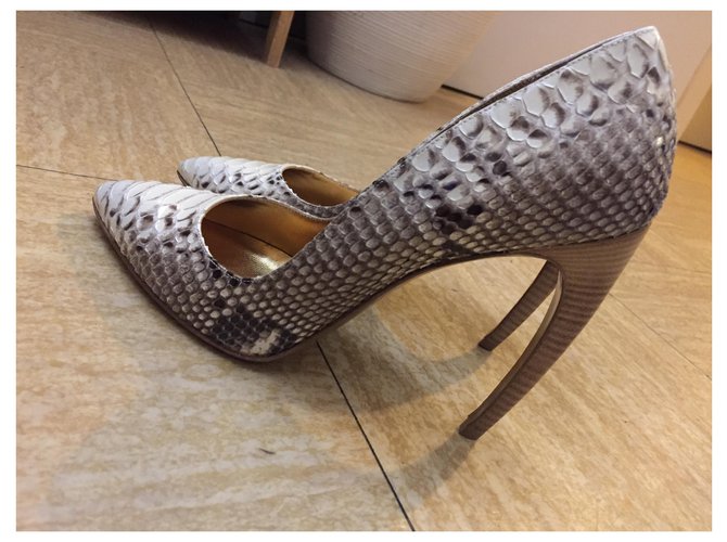 Walter Steiger Python Print Pumps Creme Exotisches Leder Roh Python drucken - Ansicht 3