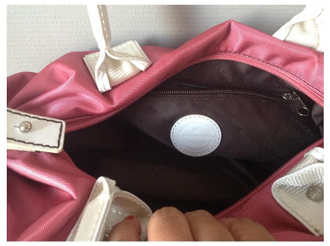 Borsa Lancel Rosa in Tela - vista 5
