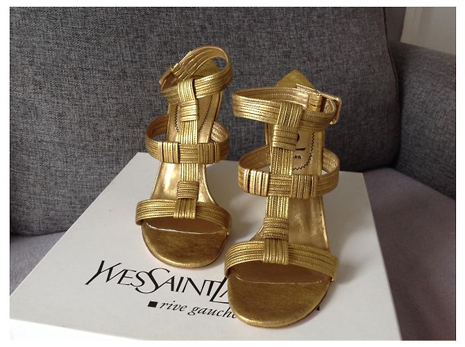 Décolleté Yves Saint Laurent Pelle Oro 37 D'oro - vista 4