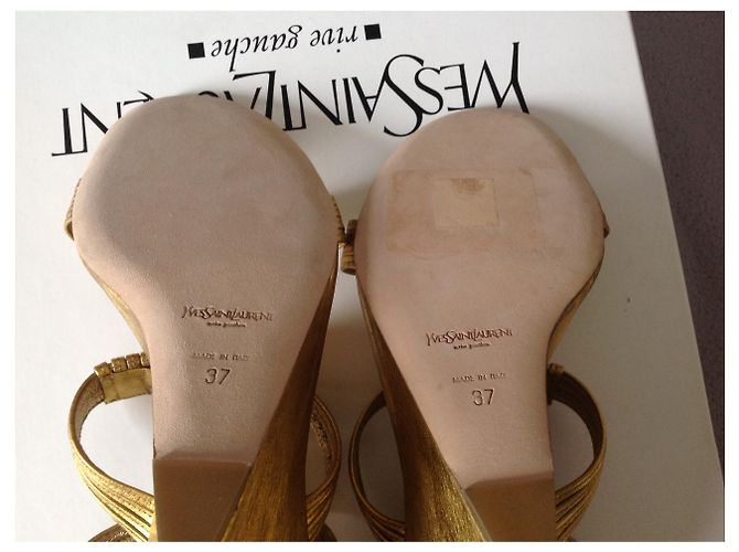 Décolleté Yves Saint Laurent Pelle Oro 37 D'oro - vista 5