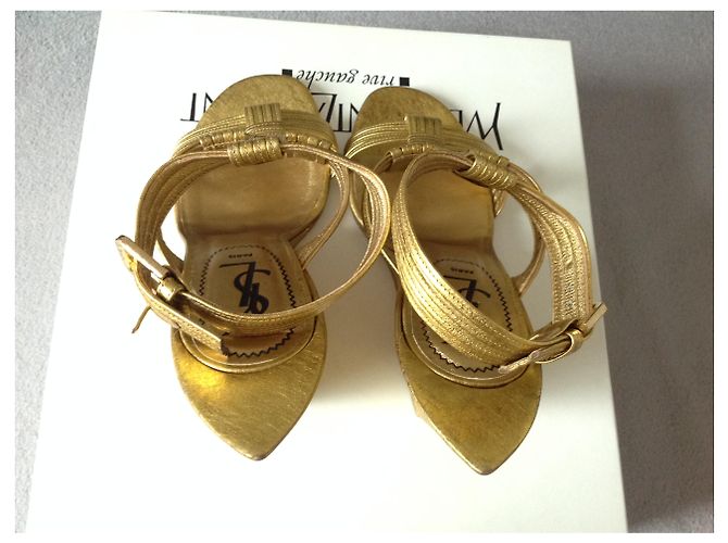 Décolleté Yves Saint Laurent Pelle Oro 37 D'oro - vista 6