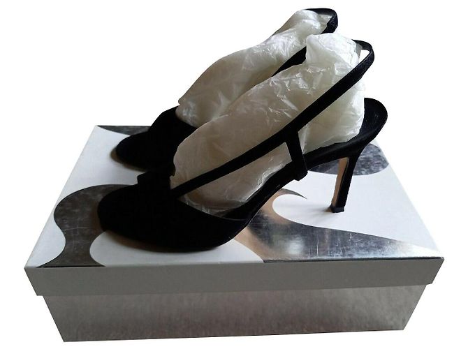 Sandali Gina Serena in camoscio nero - vista 2