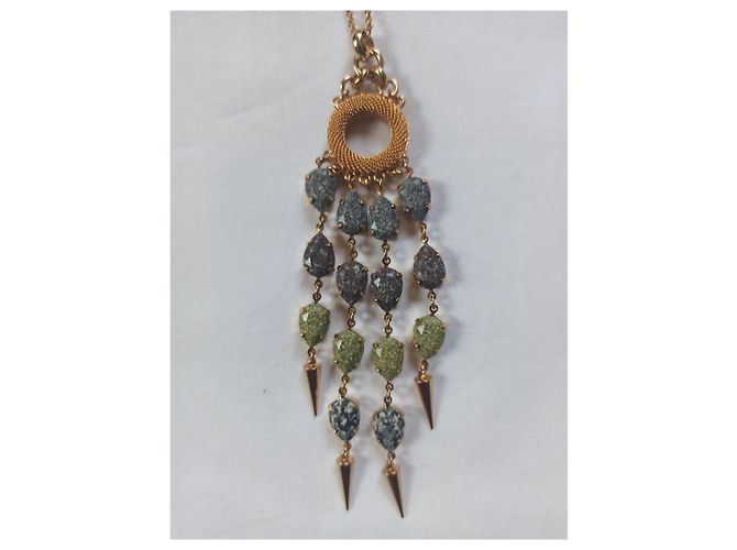 Autre Marque Collana lunga Aris Geldis Verde Grigia Oro Multicolore Grigio Gold hardware - vista 6