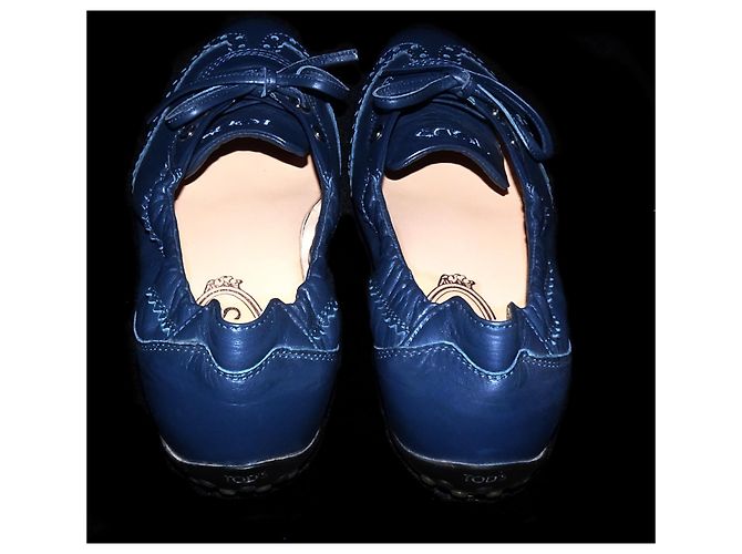 SNIKERS BASSE SCRUNCH IN PELLE CON LACCI TOD'S Blu - vista 2