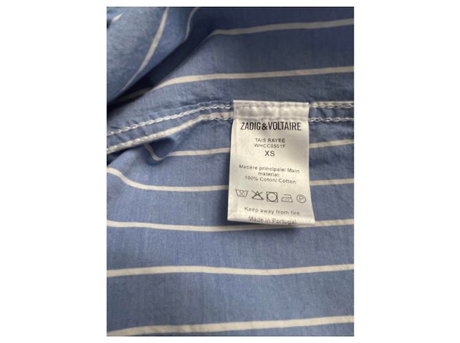 Camisa Zadig & Voltaire TAIS azul denim con rayas blancas algodón Blanco - vista 6