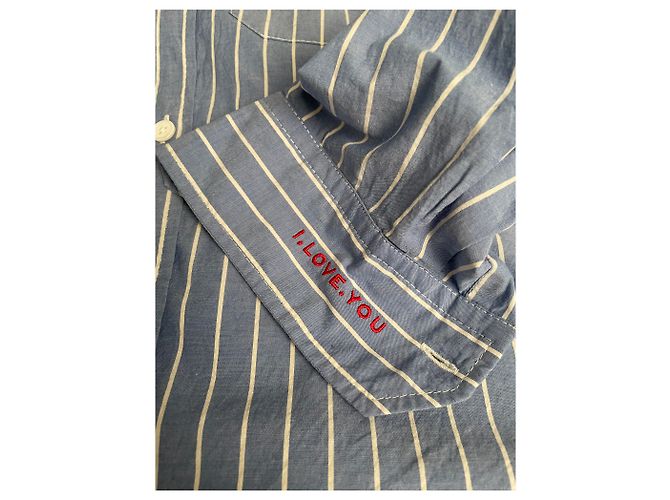 Camisa Zadig & Voltaire TAIS azul denim con rayas blancas algodón Blanco - vista 7