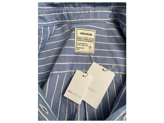Camisa Zadig & Voltaire TAIS azul denim con rayas blancas algodón Blanco - vista 8