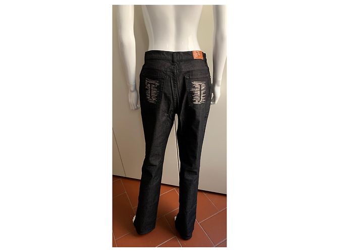 Trussardi Jeans Vaqueros de mezclilla de algodón negros - vista 10