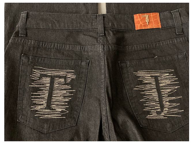 Trussardi Jeans Vaqueros de mezclilla de algodón negros - vista 6