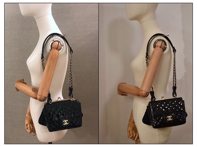Chanel Zeitlose Minitasche mit Spitzenkupplung Schwarz - Ansicht 6