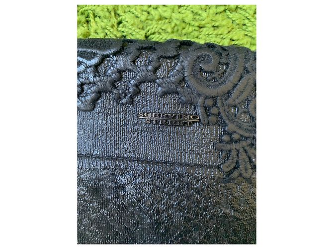 Pochette Ermanno Scervino in lana nera con pizzo Nero - vista 2