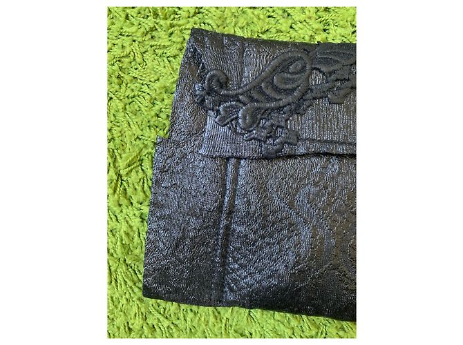 Pochette Ermanno Scervino in lana nera con pizzo Nero - vista 4