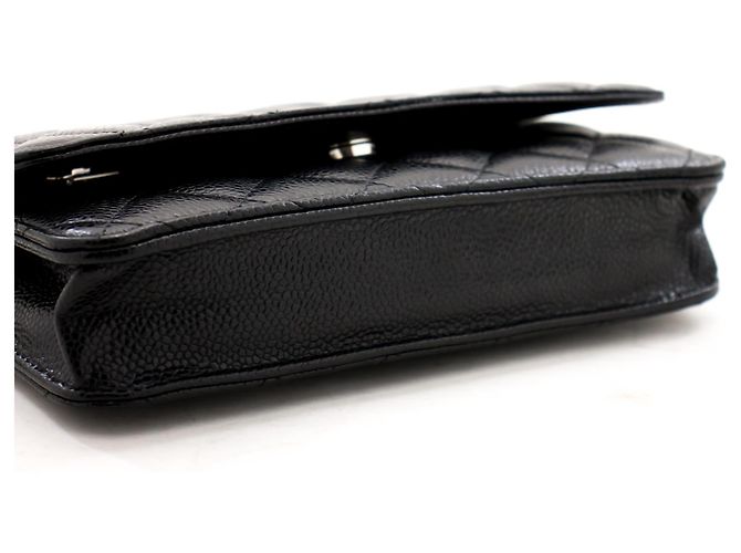 Wallet On Chain CHANEL Portafoglio con caviale su catena WOC Borsa a tracolla nera con tracolla Nero - vista 4