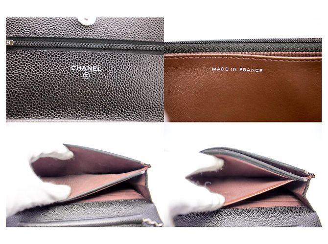 Wallet On Chain CHANEL Portafoglio con caviale su catena WOC Borsa a tracolla nera con tracolla Nero - vista 8