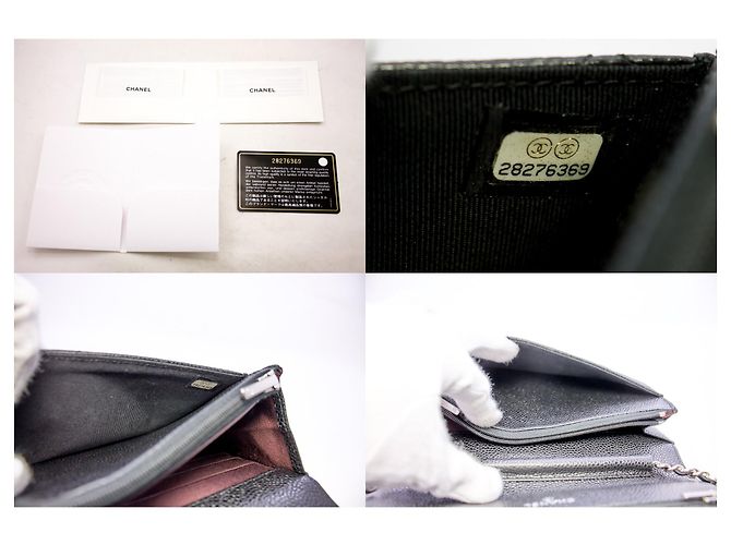 Wallet On Chain CHANEL Portafoglio con caviale su catena WOC Borsa a tracolla nera con tracolla Nero - vista 9