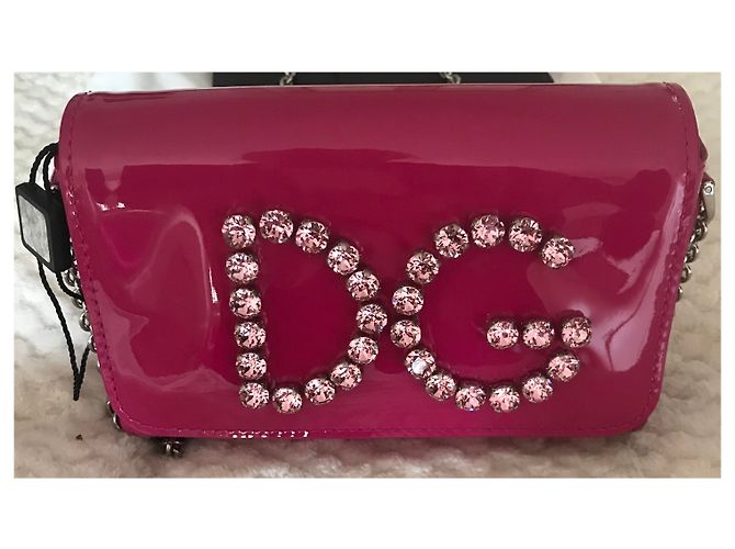 Dolce & Gabbana Minaudière in pelle verniciata fuschia - vista 2