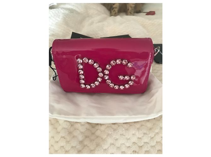 Dolce & Gabbana Minaudière in pelle verniciata fuschia - vista 7