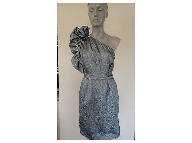 Stella Mc Cartney Stella McCartney Asymmetrisches Abendkleid Silber Seide - Ansicht 6
