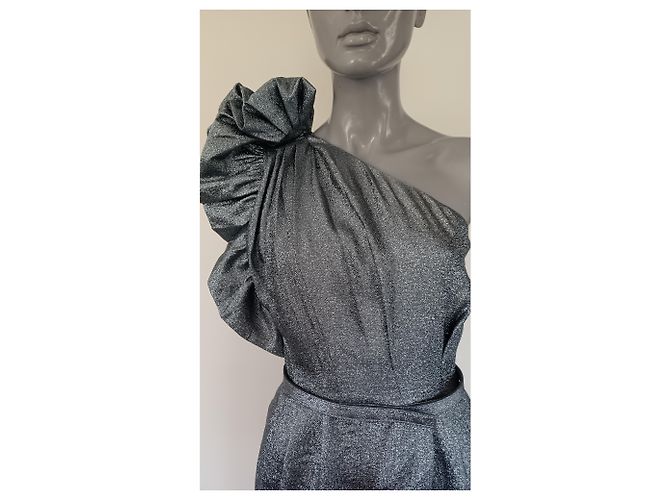 Stella Mc Cartney Stella McCartney Asymmetrisches Abendkleid Silber Seide - Ansicht 7