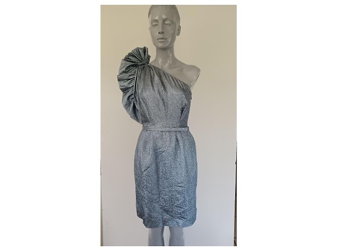 Stella Mc Cartney Stella McCartney Asymmetrisches Abendkleid Silber Seide - Ansicht 8