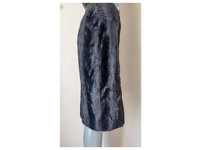 Gonna Roberto Cavalli in pelle e velluto nero - vista 10
