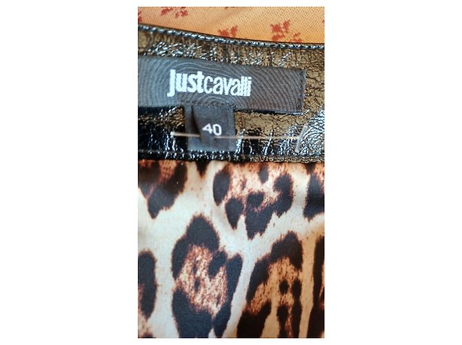 Gonna Roberto Cavalli in pelle e velluto nero - vista 7