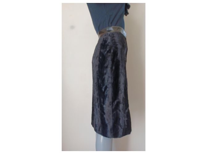 Gonna Roberto Cavalli in pelle e velluto nero - vista 8