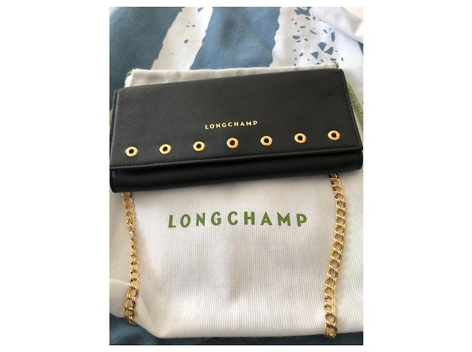 Pochette Longchamp Paris Rock in pelle nera Nero - vista 6