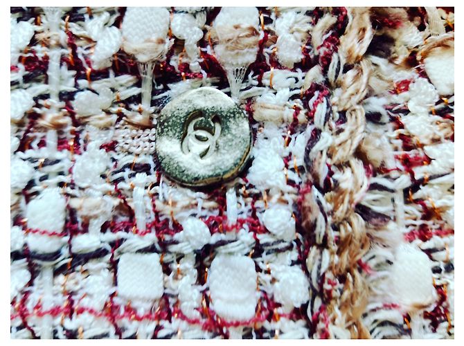 Kultige Chanel Tweedjacke Mehrfarben Aus weiß - Ansicht 11
