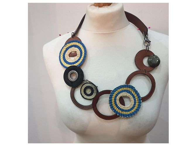 Marni collana pelle resina e cotone Multicolore - vista 11