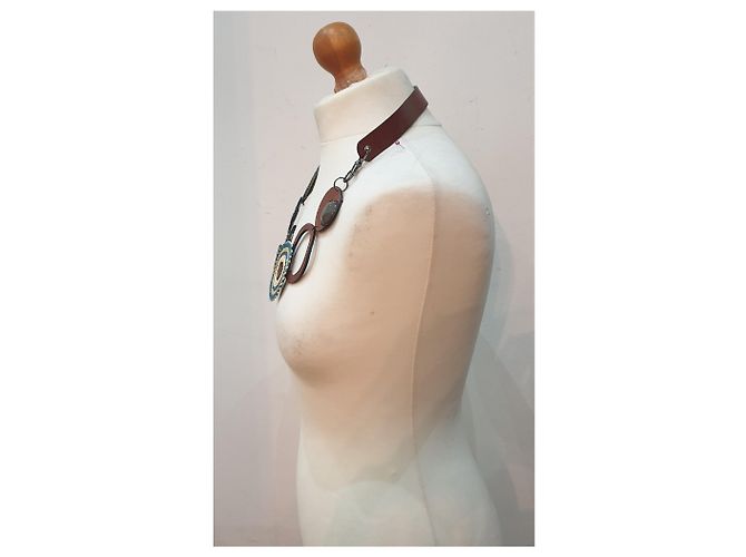 Marni collana pelle resina e cotone Multicolore - vista 3