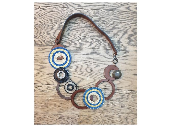 Marni collana pelle resina e cotone Multicolore - vista 5