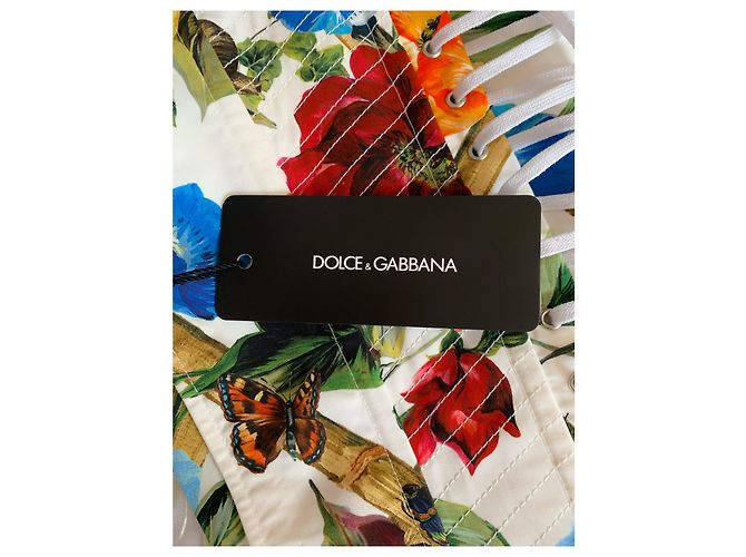 Dolce & Gabbana Top Corset Curto Floral Branco com Mangas Bufantes - vista 10