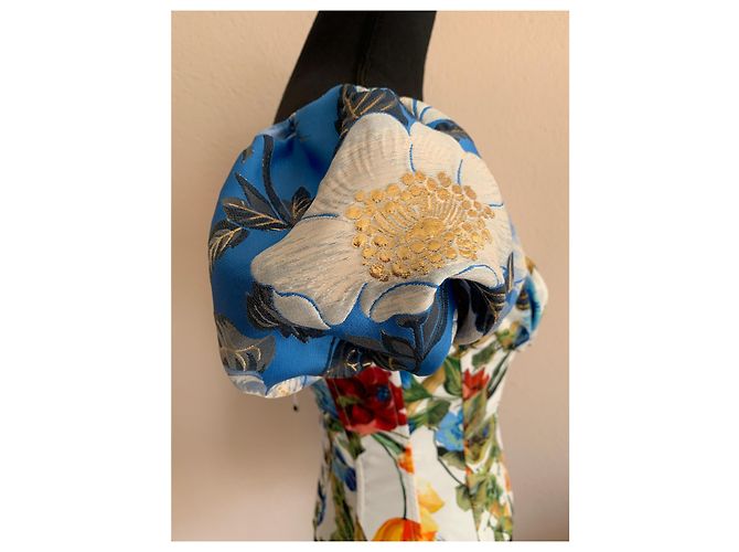 Dolce & Gabbana Top Corset Curto Floral Branco com Mangas Bufantes - vista 6