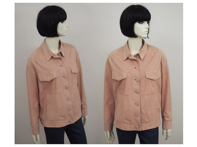 Drome Trucker Jacke aus Lammfellleder in Rouge Größe S. 36 Pink - Ansicht 2