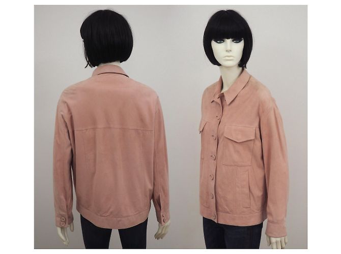Drome Trucker Jacke aus Lammfellleder in Rouge Größe S. 36 Pink - Ansicht 3