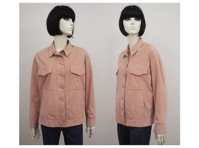 Drome Trucker Jacke aus Lammfellleder in Rouge Größe S. 36 Pink - Ansicht 4