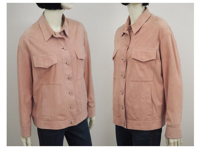 Drome Trucker Jacke aus Lammfellleder in Rouge Größe S. 36 Pink - Ansicht 5