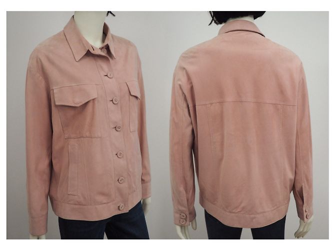Drome Trucker Jacke aus Lammfellleder in Rouge Größe S. 36 Pink - Ansicht 6