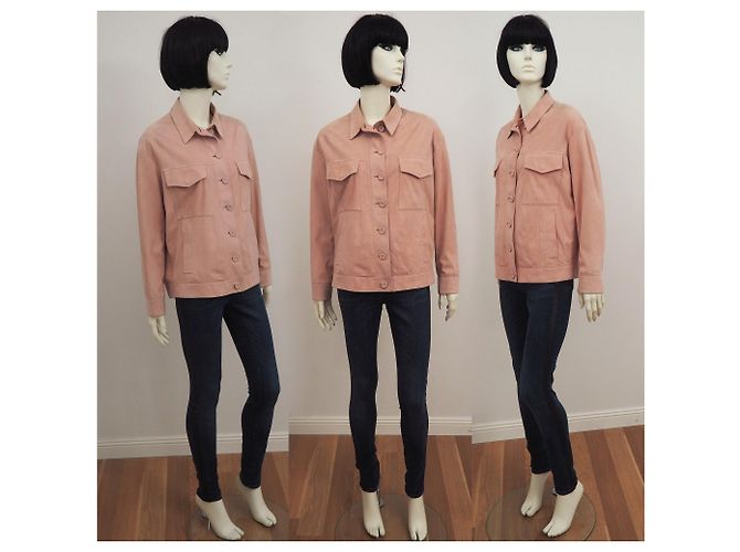 Drome Trucker Jacke aus Lammfellleder in Rouge Größe S. 36 Pink - Ansicht 7