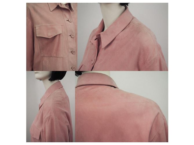 Drome Trucker Jacke aus Lammfellleder in Rouge Größe S. 36 Pink - Ansicht 9