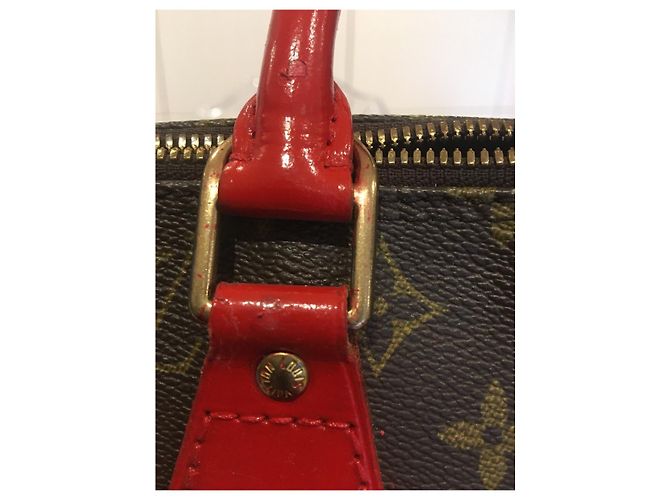 Louis Vuitton Alma Borsa Monogramma Pelle Rossa Personalizzata Marrone - vista 8