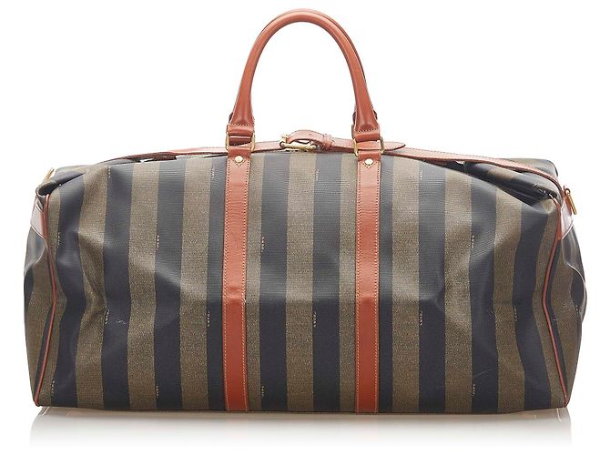 Borsa da viaggio Fendi Brown Pequin - vista 3