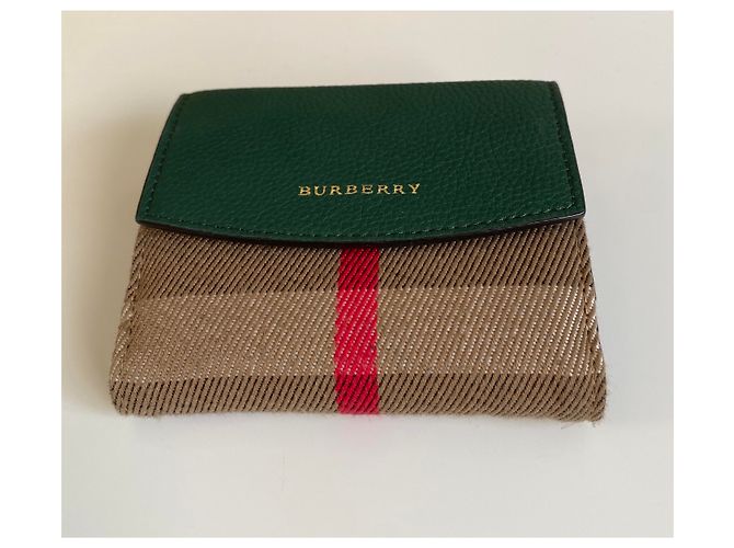 Cartera Burberry Estampado Tradicional y Piel Verde - vista 2