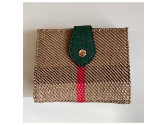 Cartera Burberry Estampado Tradicional y Piel Verde - vista 3